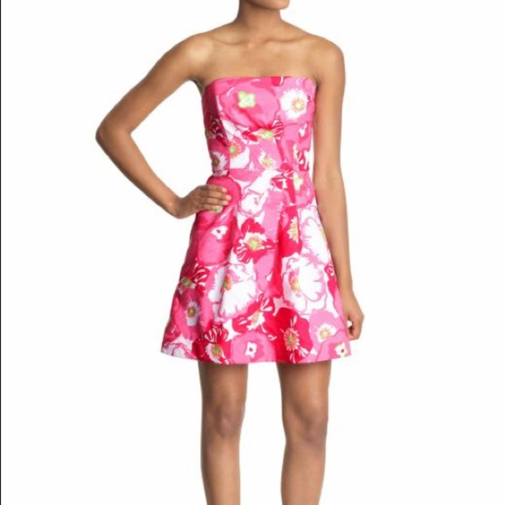 Lilly Pulitzer Bloom Begonias Strapless Dress